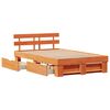 vidaXL Bed Frame with Headboard Wax Brown 120 x 200 cm Solid Pine Wood