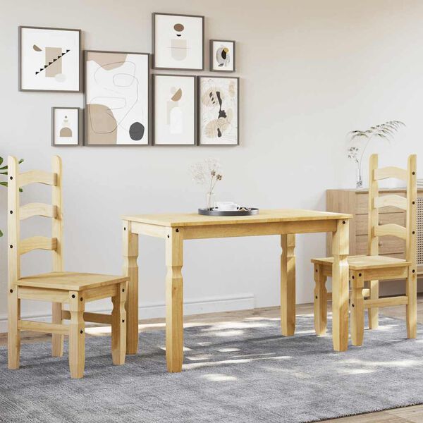 vidaXL 3 Piece Dining Set Panama Solid Wood Pine