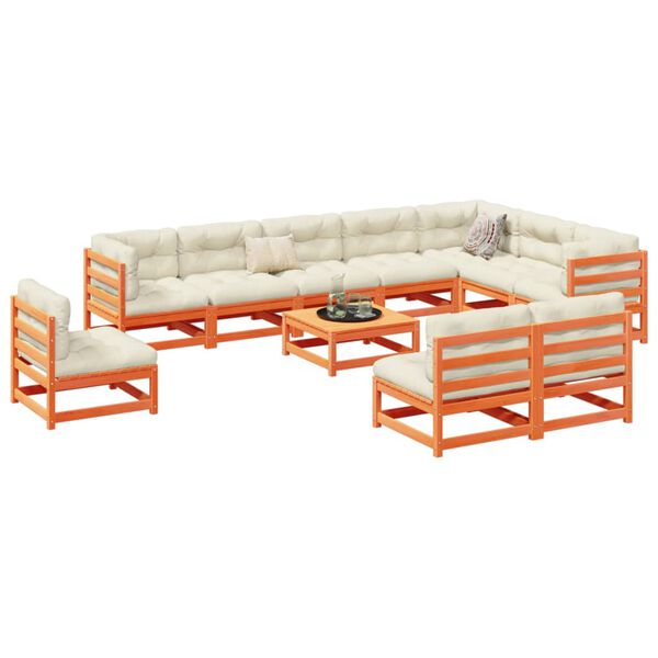 vidaXL 11 Piece Garden Sofa Set Wax Brown Solid Wood Pine