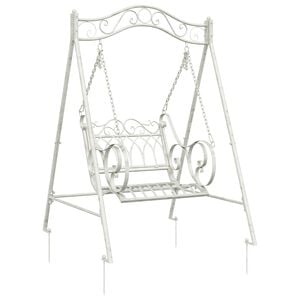 vidaXL Swing Bench Steel 113 x 121.5 x 168 cm Antique White