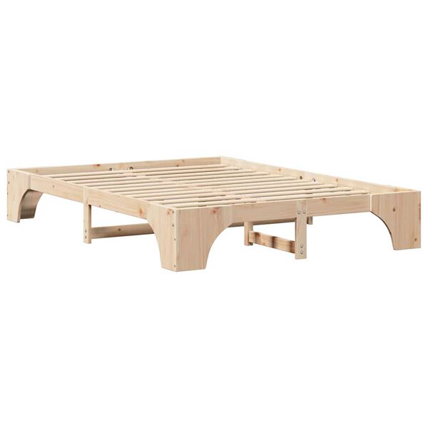 vidaXL Bed Frame Natural 160 x 200 cm Solid Pine Wood