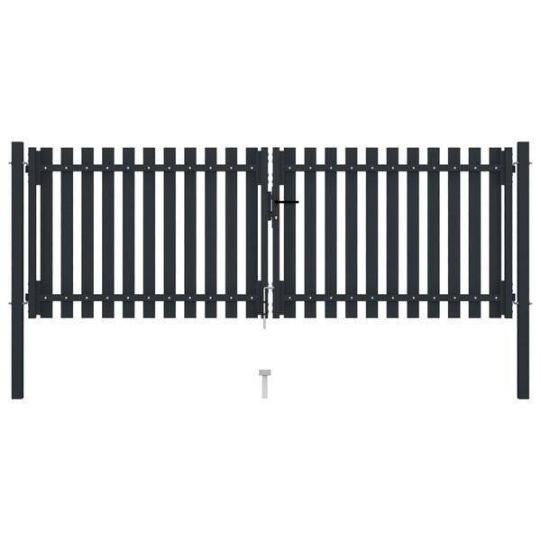 vidaXL Double Door Fence Gate Steel 300x75 cm Anthracite