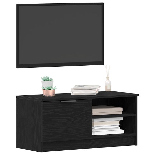 vidaXL TV Cabinet Black Oak 80 x 35 x 36.5 cm Engineered Wood