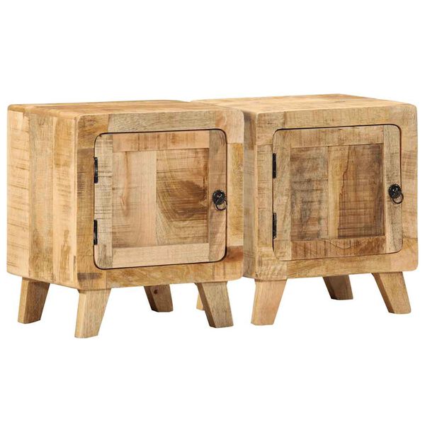 vidaXL Bedside Cabinet 2 pcs 40x32x46 cm Solid Wood Rough Mango