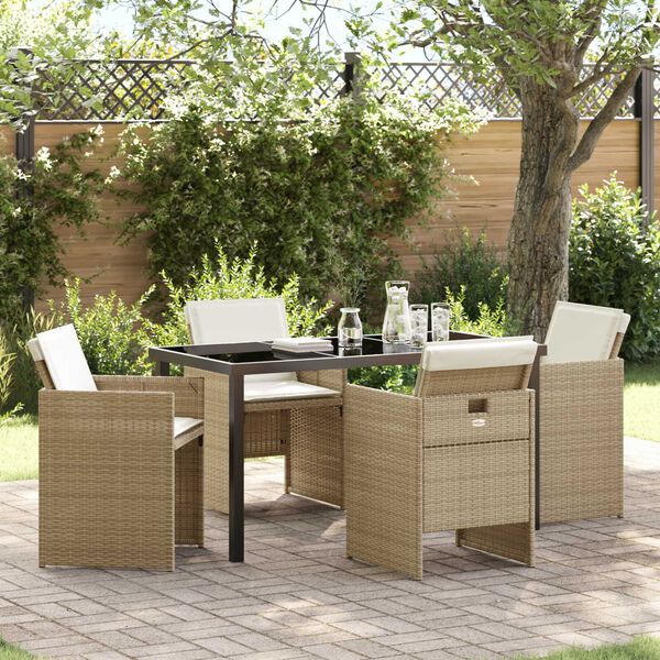 vidaXL Garden Dining Set 5 pcs Beige Poly Rattan