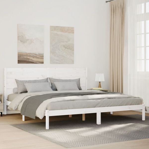 vidaXL Extra Long Bed Frame without Mattress White 200x210 cm Solid Wood