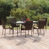 vidaXL 7 Piece Garden Dining Set Brown Poly Rattan