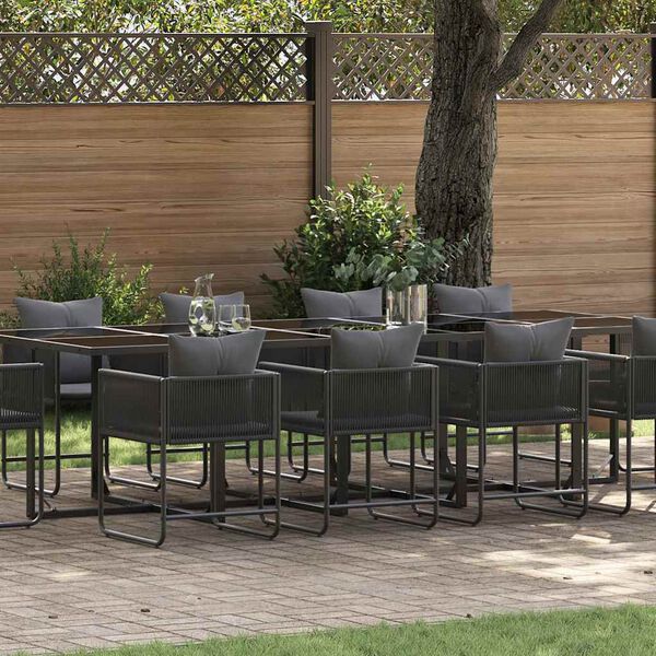 vidaXL Garden Dining Set 11 pcs Black Steel