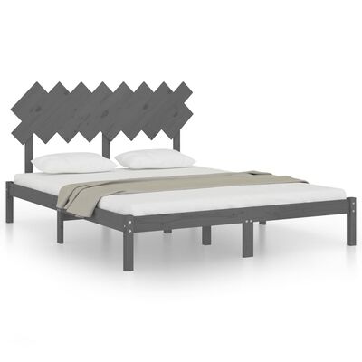 vidaXL Bed Frame Grey 160x200 cm Solid Wood
