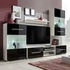 vidaXL 4 pcs Black High Gloss Wall Display Cabinet TV Unit with LED Lighting