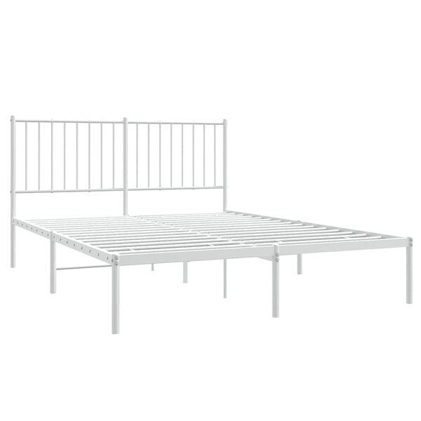 vidaXL Metal Bed Frame without Mattress with Headboard White 140x200cm