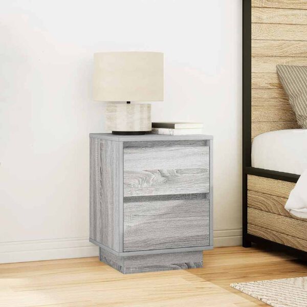 vidaXL Bedside Cabinet with LED Lights&nbsp;Grey Sonoma 38x34x50 cm