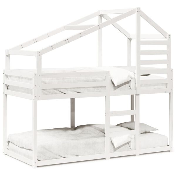 vidaXL Bunk Bed without Mattress White 90x190 cm Single Solid Wood Pine