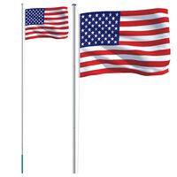 vidaXL US Flag and Pole 6.23 m Aluminium