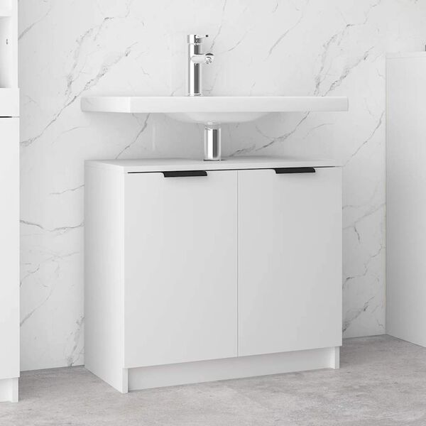 vidaXL Bathroom Cabinet White 64.5x33.5x59 cm Engineered Wood