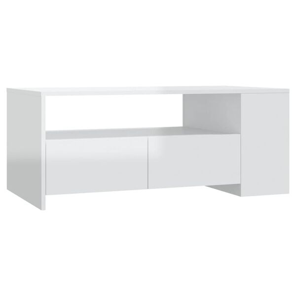 vidaXL Coffee Table High Gloss White 102x55x42 cm Engineered Wood