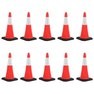 vidaXL Reflective Traffic Cones with Heavy Bases 10 pcs 75 cm