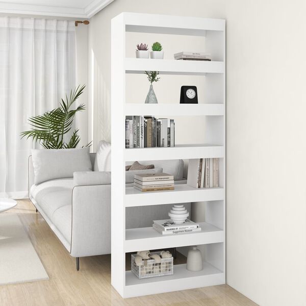 vidaXL Book Cabinet/Room Divider White 80x30x198 cm Engineered Wood