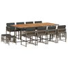 vidaXL 13 Piece Garden Dining Set with Cushions Grey Poly Rattan