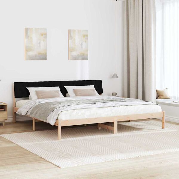 vidaXL Bed frame Brown and black 200 x 200 cm Solid pine wood