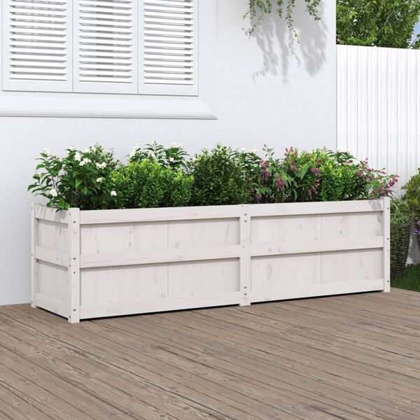vidaXL Garden Planter White 180x50x50 cm Solid Wood Pine