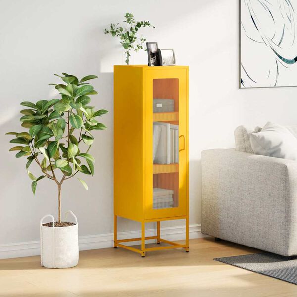vidaXL Highboard Mustard Yellow 36x39x123 cm Cold-rolled Steel