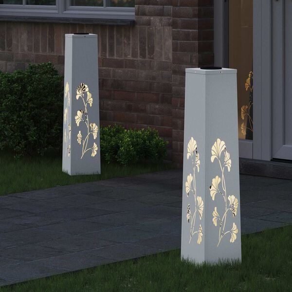 vidaXL Solar LED Pathway Light 2 pcs White Cold Rolled Steel