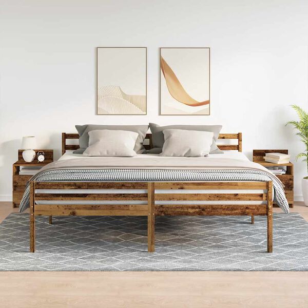 vidaXL Bedside Cabinets 2 pcs with 2 Drawers Old Wood 40x33x60 cm