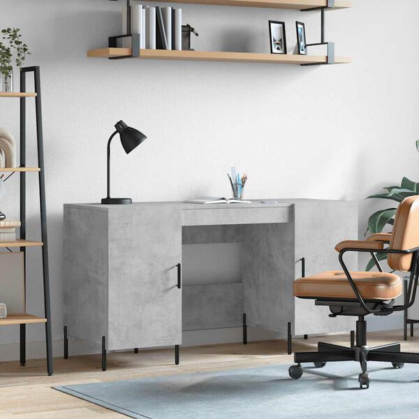 vidaXL Desk Concrete Grey 140x50x75 cm Engineered Wood