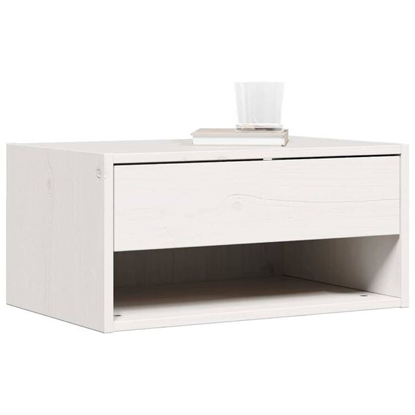 vidaXL Bedside Table White 50 x 32.5 x 24 cm Solid pine wood