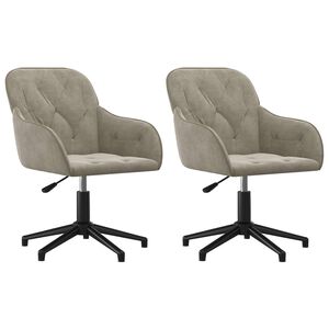 vidaXL Dining Chair 2 pcs Velvet 55 x 59.5 x 77 cm Light Grey