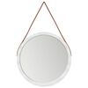 vidaXL Wall Mirror with Strap White &Oslash; 35 cm