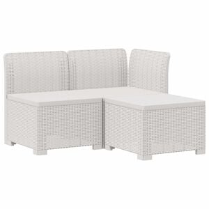 vidaXL 3-Seater Garden Sofa Rattan Look PP White