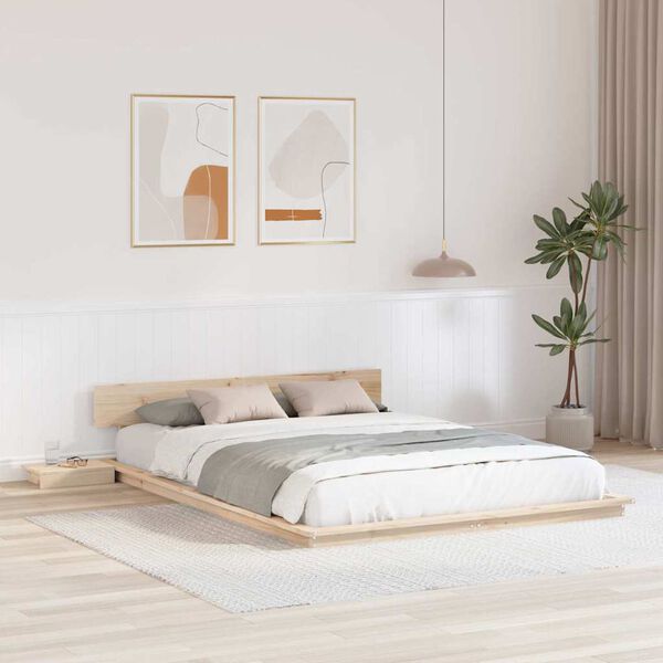 vidaXL Bed Frame with Headboard with Storage Brown 160 x 200 cm Wood