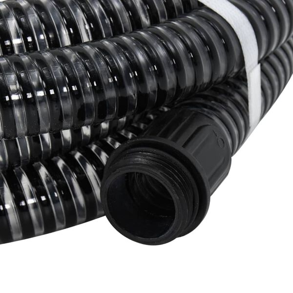 vidaXL Suction Hose with Brass Connectors Black 1.1" 15 m PVC