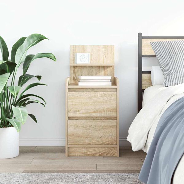 vidaXL Bedside Cabinet with 2 Drawers Sonoma Oak 38x34x80 cm