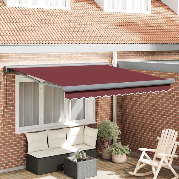 vidaXL Automatic Retractable Awning Burgundy 300x250 cm