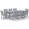 vidaXL 9 Piece Garden Dining Set Grey Solid Acacia Wood