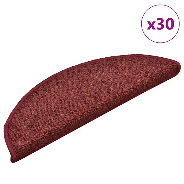 vidaXL Stair Mats 30 pcs 56x17x3 cm Bordeaux Half Round