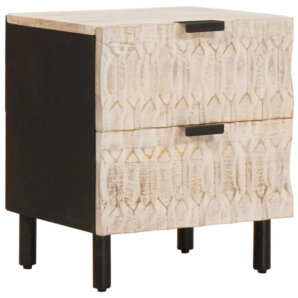 vidaXL Bedside Cabinet 2 pcs White 40 x 33 x 46 cm Solid Mango Wood