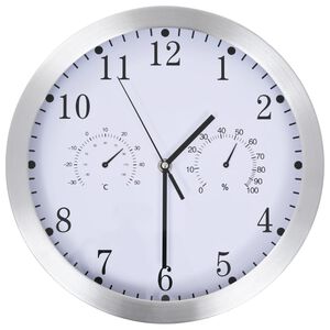 vidaXL Wall Clock | White | Aluminium, Quartz Movement | 30 cm Diameter | Clock