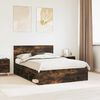 vidaXL Bed Frame Smoked Oak 135 x 190 cm Solid Pine Wood