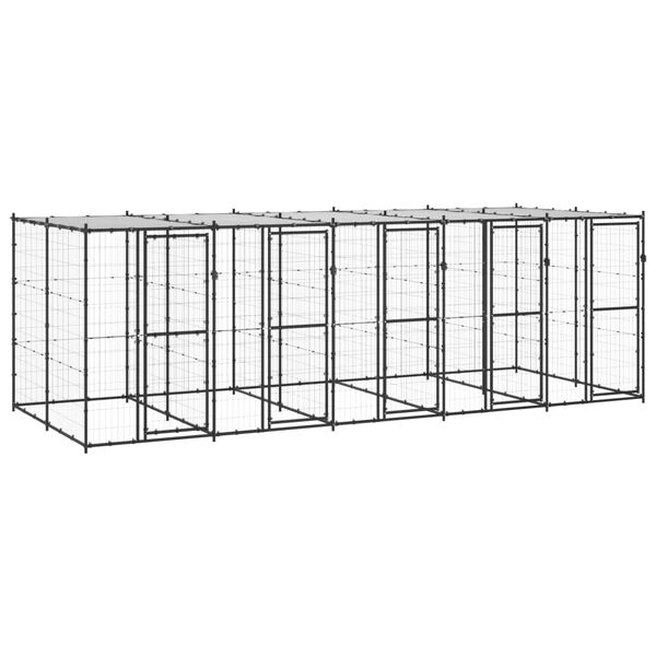 vidaXL Outdoor Dog Kennel Steel with Roof 12.1 m&sup2;