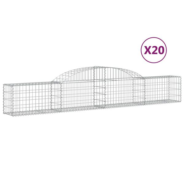 vidaXL Arched Gabion Baskets 20 pcs 300x30x40/60 cm Galvanised Iron