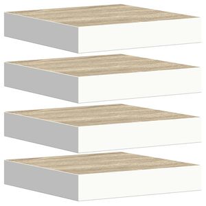 vidaXL Floating Wall Shelves 4 pcs Oak and White 23x23.5x3.8 cm MDF