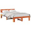 vidaXL Bed Frame with Headboard Wax Brown 120 x 190 cm Solid Pine Wood