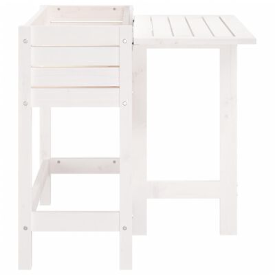 vidaXL Garden Planter with Folding Tabletop White Solid Wood Pine