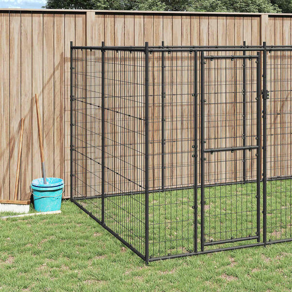 vidaXL Outdoor Dog Kennel Steel 16.94 m²