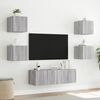 vidaXL 5 Piece TV Wall Cabinets with LED Lights Grey Sonoma