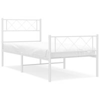 vidaXL Metal Bed Frame with Headboard and Footboard White 75x190 cm